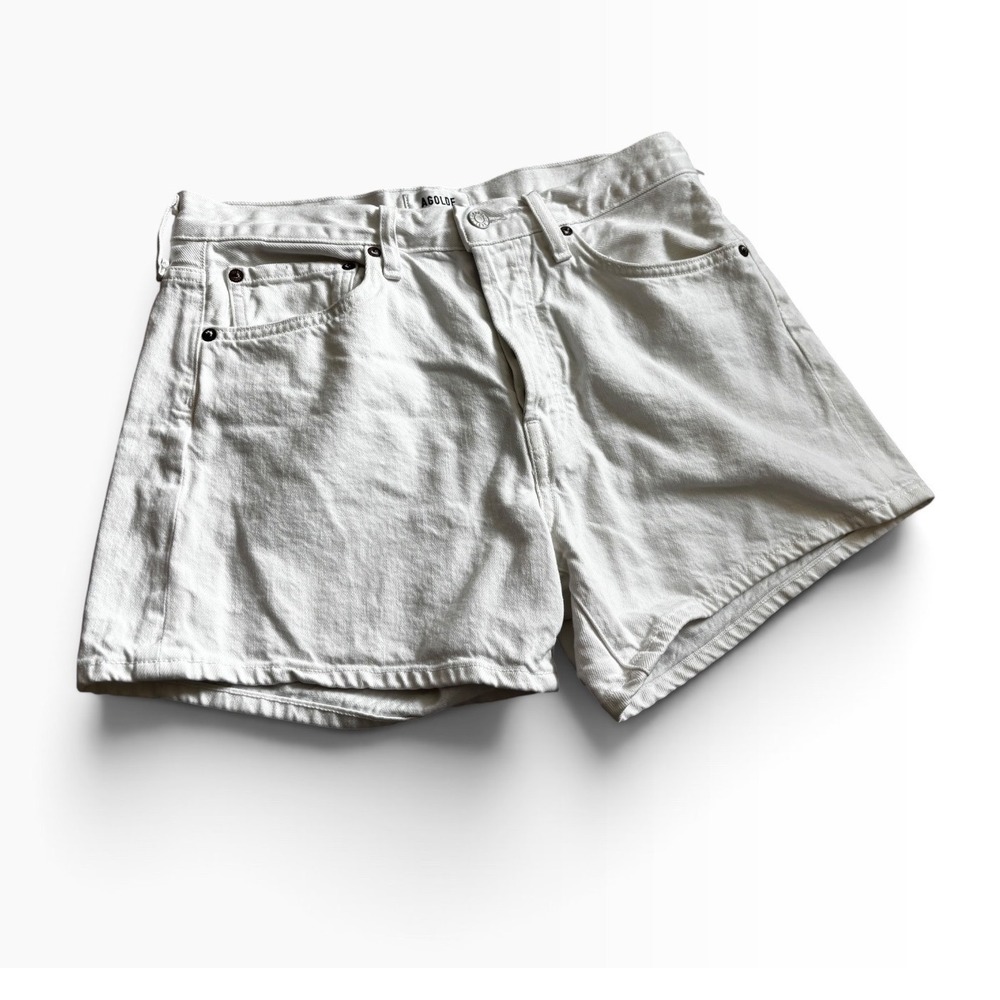 AGOLDE Parker High Rise Denim Shorts 28 White Cut Off Summer Minimalist